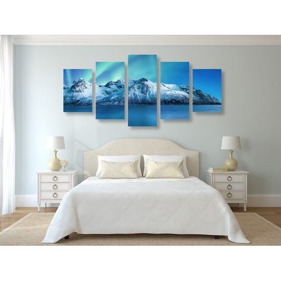 5 részes kép sarki fény a sarkvidéki gleccser felett