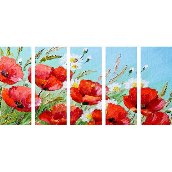 5 részes kép vad pipacsok festménye