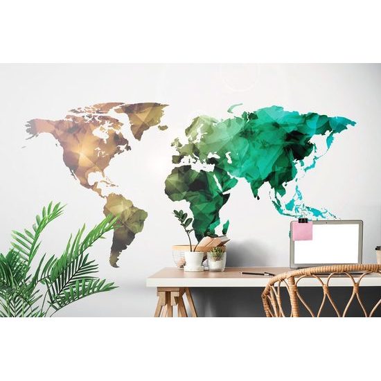 Öntapadó tapéta sokszögekből álló színes világtérkép