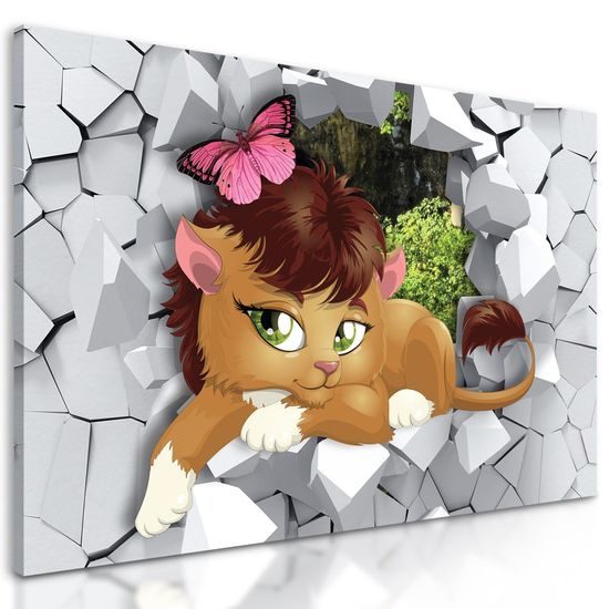 Kép kisoroszlán absztrakt háttéren