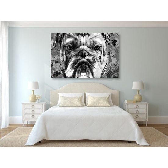 Kép mérges bulldog fekete-fehér kivitelben