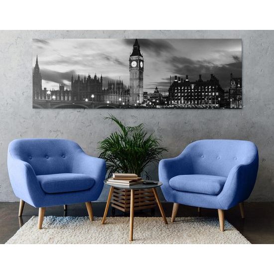 Kép kivilágított Big Ben fekete-fehér kivitelben