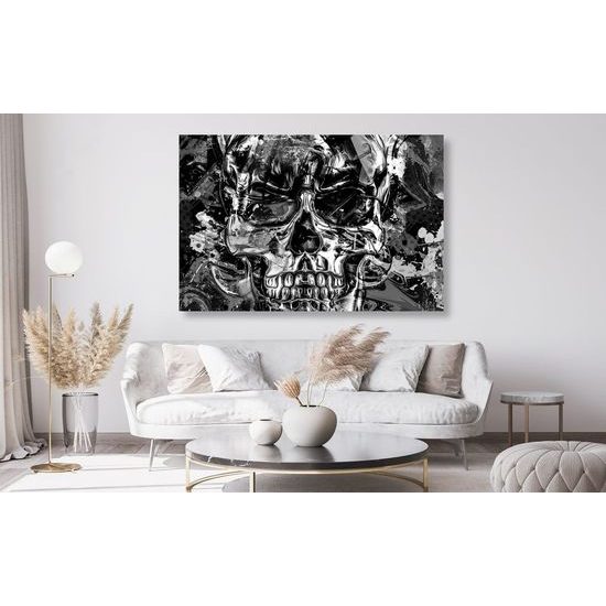 Kép absztrakt koponya fekete-fehér kivitelben