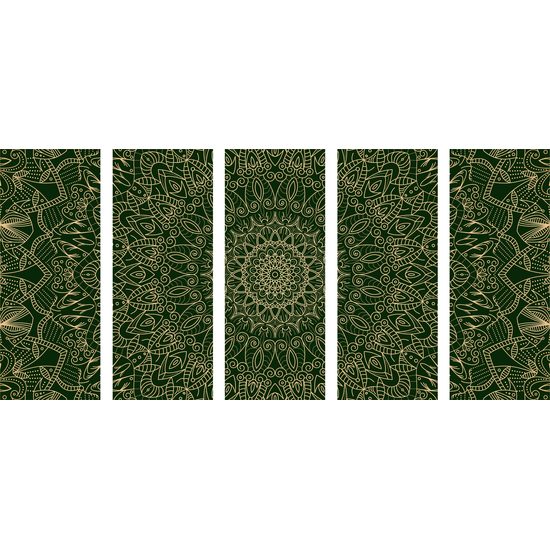 5 részes kép zöld részletes Mandala