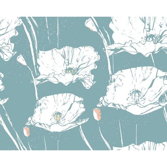 Tapéta gyönyörű pipacsok kék alapon