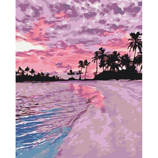 Festés számok szerint romantikus naplemente a tengerparton