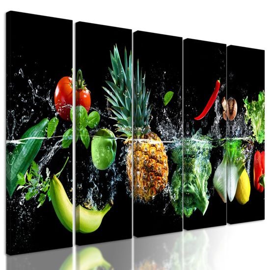 5 részes kép gyümölcs a vízben