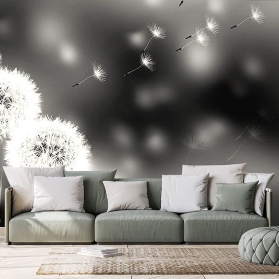 Öntapadó tapéta fekete-fehér bolyhos pitypang sapka