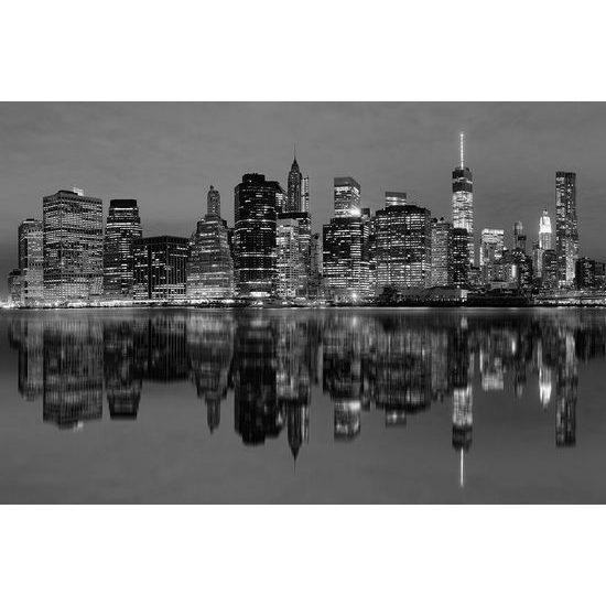 Fotótapéta fekete-fehér Manhattan tükörképe a vízben