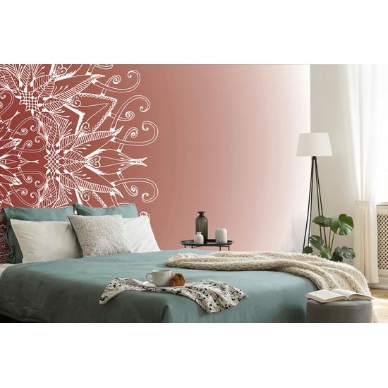 Öntapadó tapéta érdekes Mandala bordó háttéren