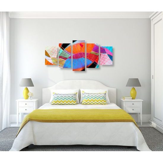 5 részes kép sokszínű alakzatok absztrakciója