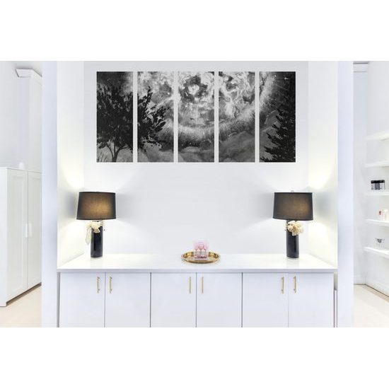 5 részes kép mágikus telihold fekete-fehér kivitelben