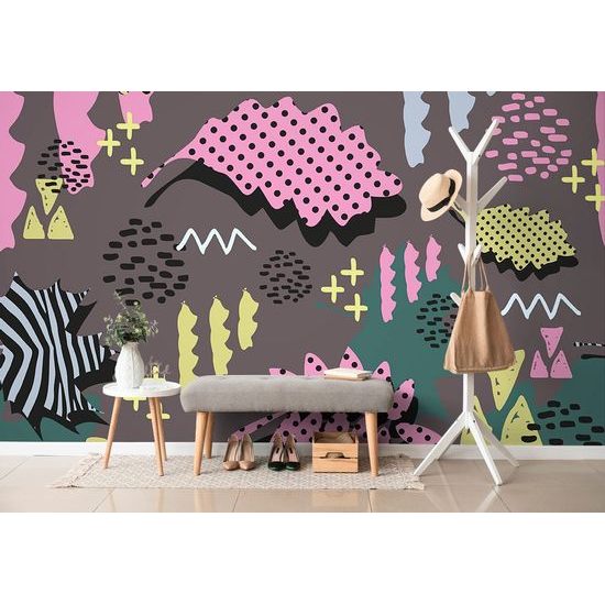 Eredeti öntapadó tapéta levelek pop art stílusban