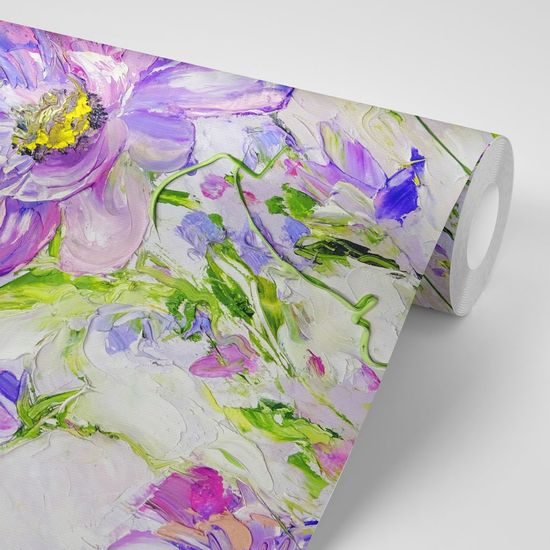 Bájos tapéta virágokból impresszionista stílusban