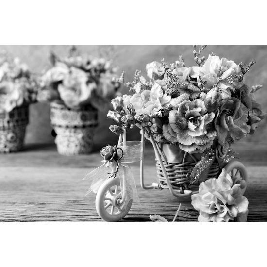 Kép fekete-fehér virágok vintage cserépben