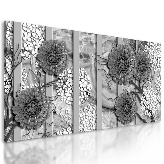 Kép gerbera virágok fekete-fehér kivitelben