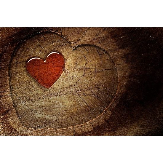 Öntapadó fotótapéta festői szív egy fatönkön