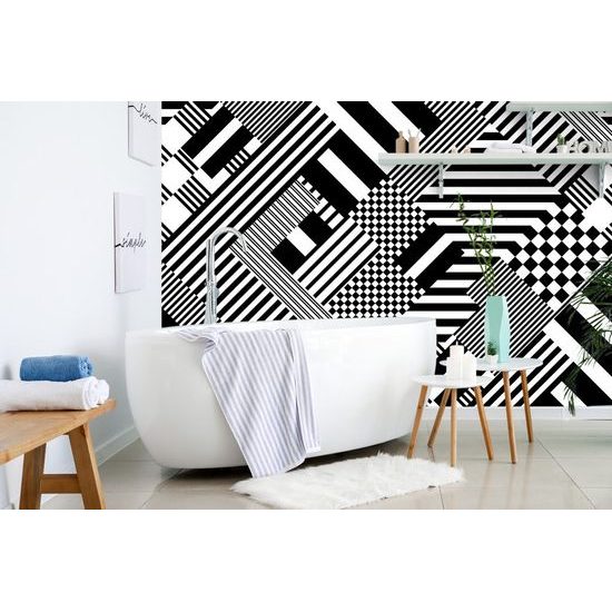 Tapéta fekete-fehér minták egyszerű kivitelben