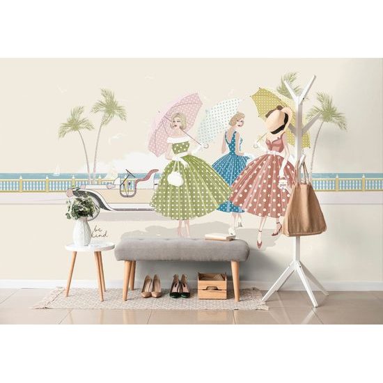 Öntapadó tapéta elegáns hölgyek a tengerparton