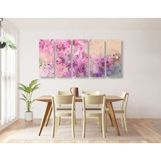 5 részes kép rózsaszín virágokkal teli ág