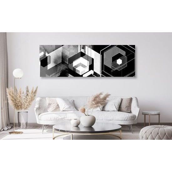 Kép futurisztikus geometria fekete-fehér kivitelben