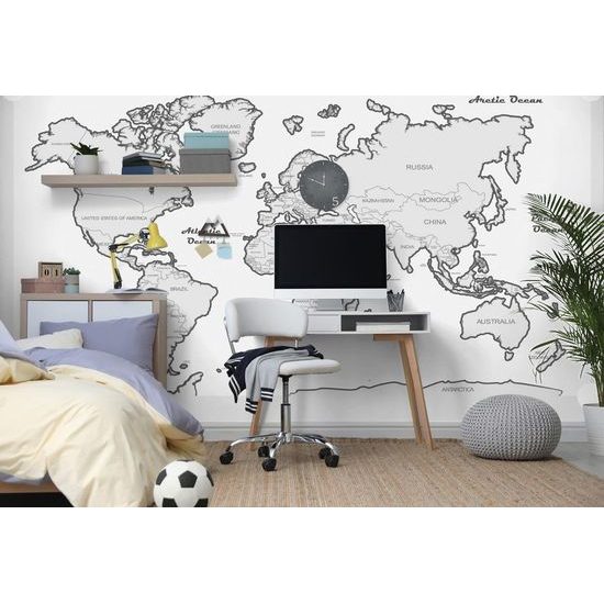 Tapéta finom térkép szürke szegéllyel