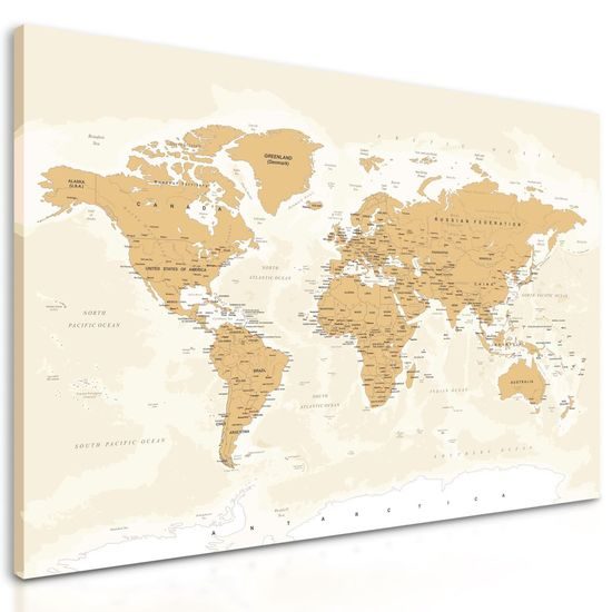 Kép világtérkép bézs árnyalatban
