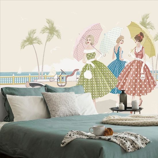 Tapéta elegáns hölgyek a tengerparton