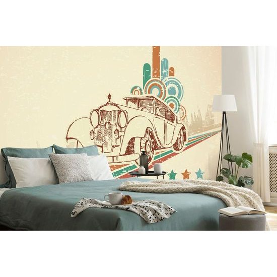 Tapéta autó egy absztrakt színű designban