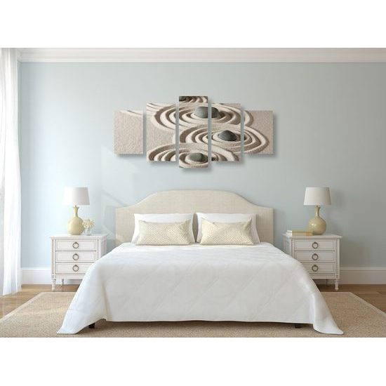 5 részes kép tengerparti csendélet Zen kövekkel