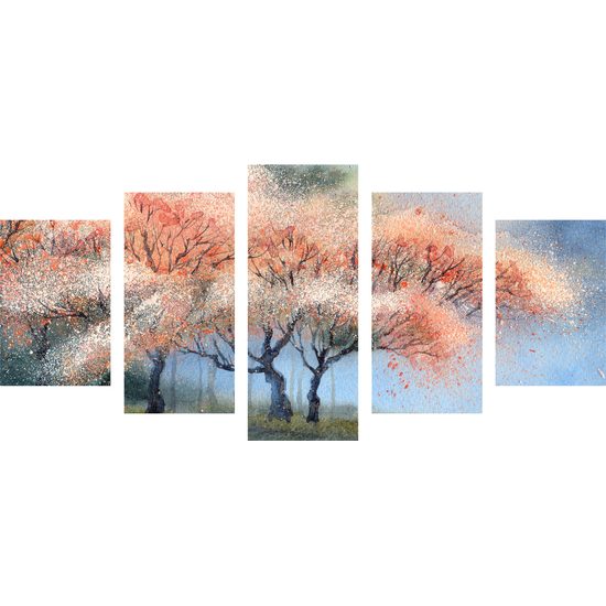5 részes kép virágzó fák festménye