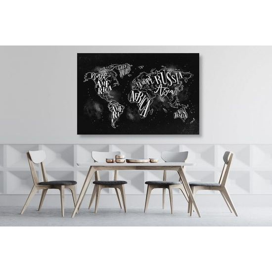 Kép modern világtérkép fekete-fehér kivitelben