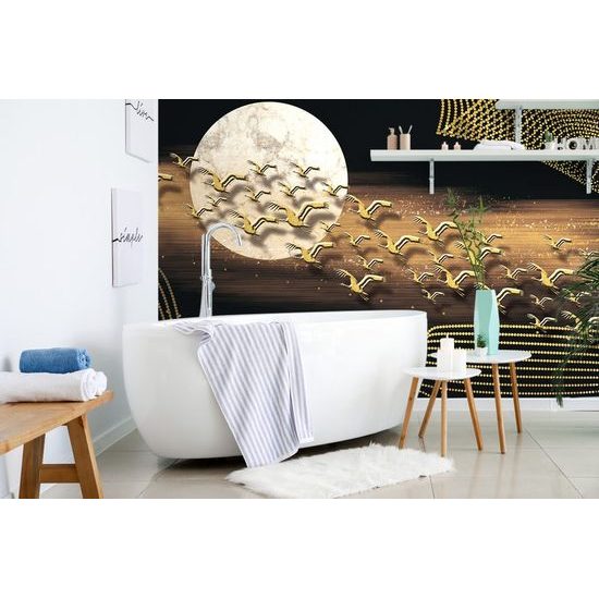 Öntapadó tapéta a madarak repüléséről teliholdkor