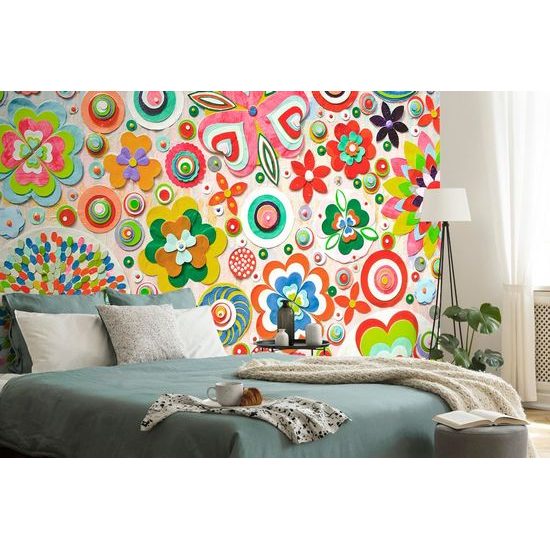 Játékos virágok öntapadó tapéta