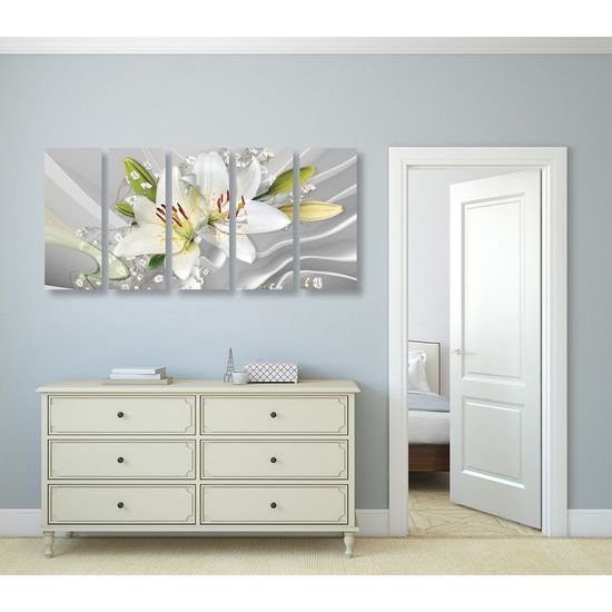 5 részes kép egyedi fehér liliom