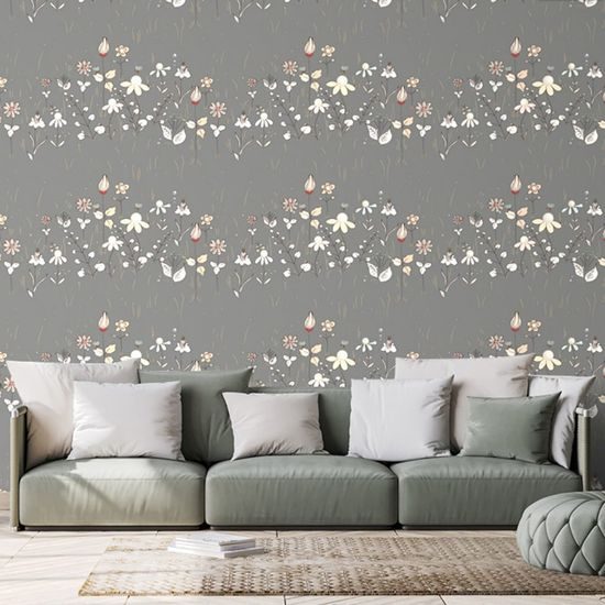 Öntapadó tapéta művészi rét szürke alapon