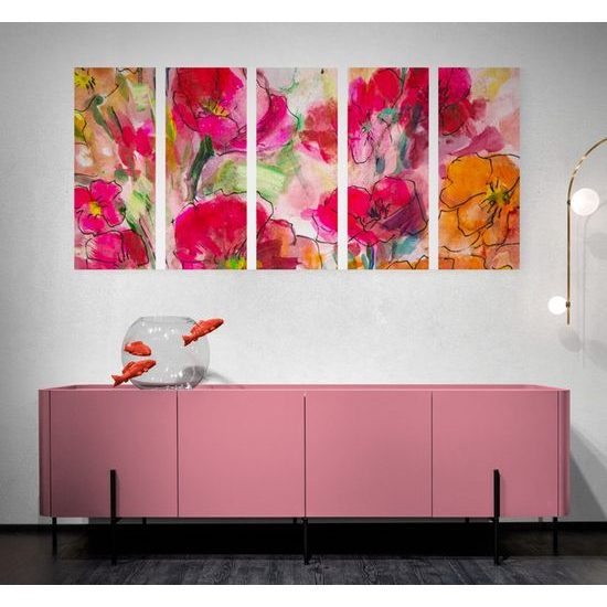 5 részes kép virágok különleges festménye