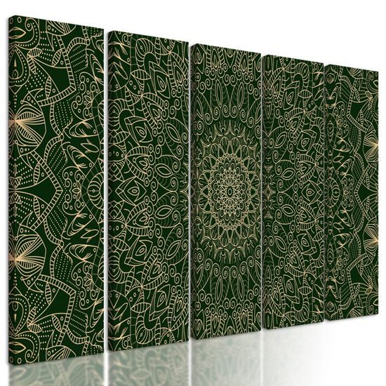 5 részes kép zöld részletes Mandala