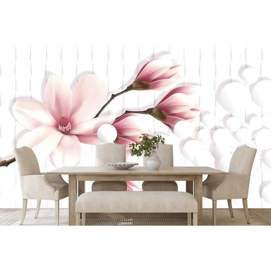 Lélegzetelállító magnólia tapéta absztrakt elemekkel