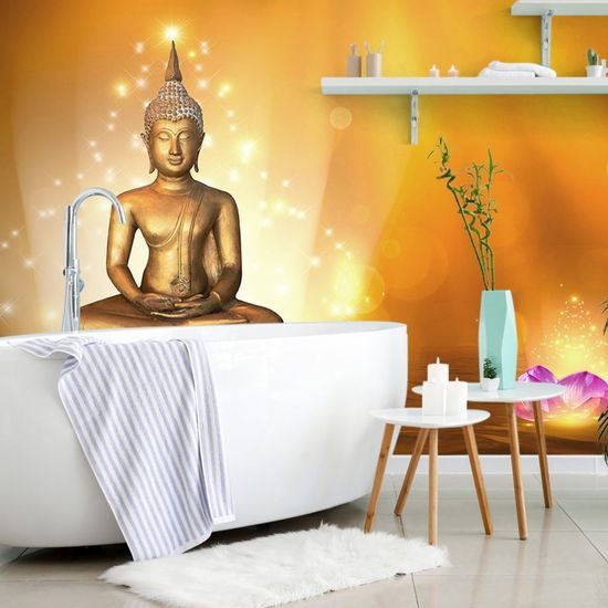 Öntapadó tapéta arany Buddha lótuszvirággal