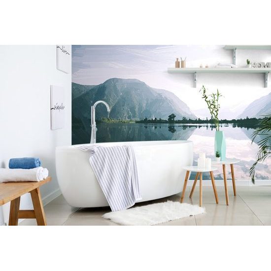 Tapéta gyönyörű festmény egy hegyi tó