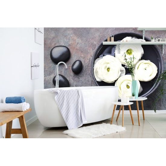 Eredeti öntapadó fotótapéta csendélet zen kövekből virággal