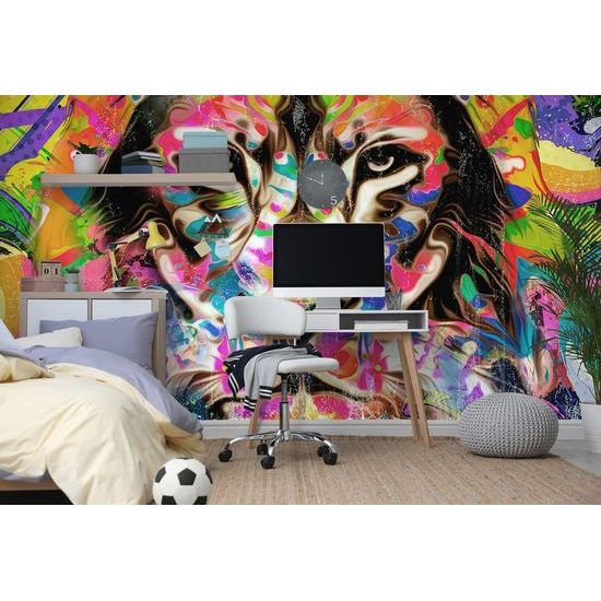 Öntapadó tapéta színes kilátás egy oroszlán