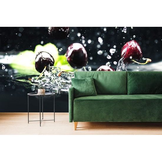 Vízbe hulló cseresznye fotótapéta