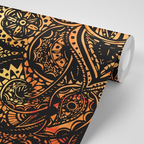 Öntapadó tapéta érdekes narancssárga Mandala