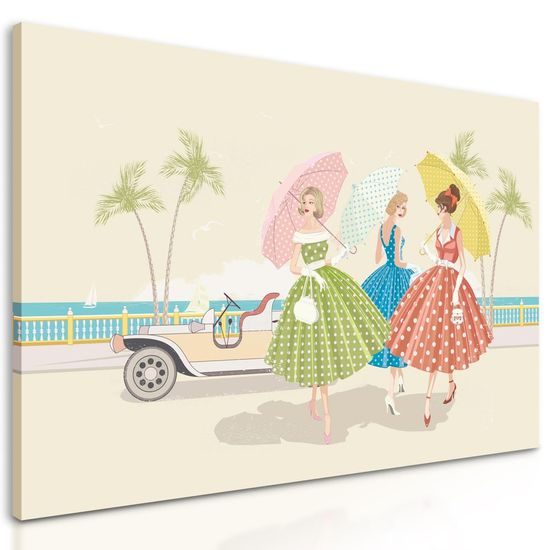 Kép elegáns hölgyek retro stílusban