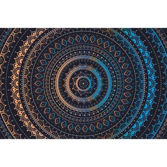 Öntapadó tapéta gyönyörű kék ​​arany Mandala