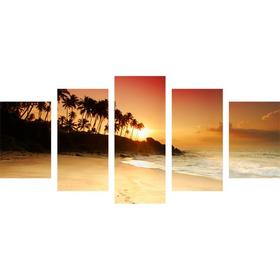 5 részes kép naplemente a sziget mögött