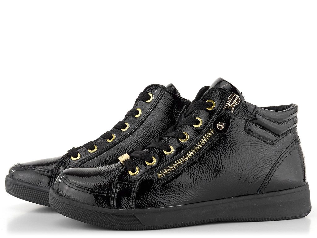 Ara-Shoes.cz - Ara lakované kotníkové tenisky černé Rom 12-44499-24 - Ara - Kotníkové  boty - Dámské boty - oficiální obchod obuvi Ara