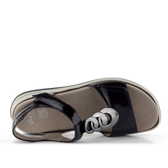 Ara dámské sandály s T-páskem Osaka lakované černé 12-34826-76